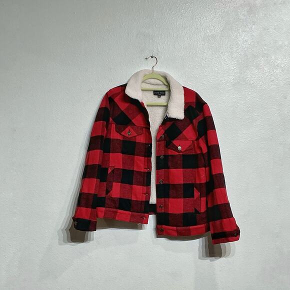 Love Tree Red Buffalo Plaid Jacket Sz L NWOT - Picture 2 of 11